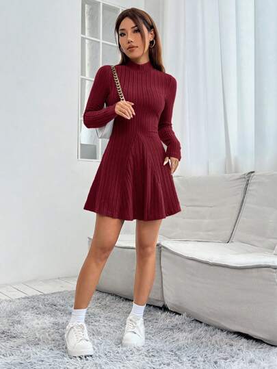 PETITE فستان نسائي ربيعي محبوك بأظلة مزيفة