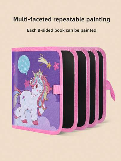 كتاب السبورة للأطفال قطعة واحدة، لوحة رسم قابلة لإعادة الاستخدام لتنمية الخيال، لوحة رسم وكتابة محمولة للمرحلة التمهيدية، هدية عيد الميلاد وعيد الشكر وعيد الهالوين (يأتي مع 12 طباشير ملونة)