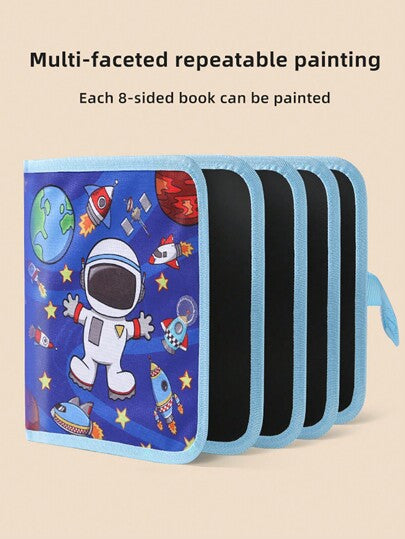 كتاب السبورة للأطفال قطعة واحدة، لوحة رسم قابلة لإعادة الاستخدام لتنمية الخيال، لوحة رسم وكتابة محمولة للمرحلة التمهيدية، هدية عيد الميلاد وعيد الشكر وعيد الهالوين (يأتي مع 12 طباشير ملونة)