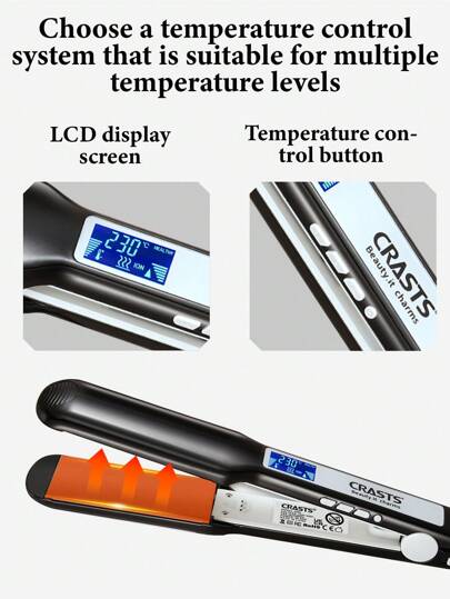 مقوم الشعر الاحترافي CRASTS، تسخين MCH سريع، شاشة LCD، ضبط درجة الحرارة السريع، لوح صلب من التيتانيوم، استخدام المنزل والصالون، هدية العناية بالشعر