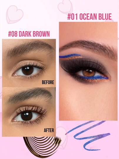 Misslyn مجموعة محدد العين الحرباء وماسكارا الحجم, COSMO GLOW! محدد عين الحرباء, محدد عين معدني متغير اللون,عالي الصبغ, محدد جل متعدد اللون, مقاوم للانسكاب, مقاوم للماء, طويل الأمد, مقاوم للعرق, صبغ عالي للون الأخضر البنفسجي محدد عين كريمي Y2K محدد...