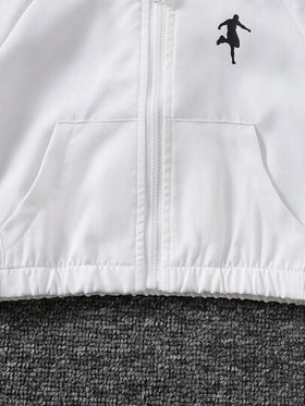 SHEIN مجموعة بلوزة مع قبعة رياضية وشورت بألوان ثابتة للأولاد الرضع، لباس يومي