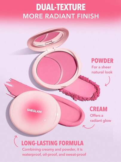 SHEGLAM أحمر خدود Cheek 2 Cheek Blush Duo-Pink Sprinkles 5 Shades كريم بودرة أحمر خدود مزدوج يدوم طويلاً صبغة طبيعية مزدوجة الاستخدام غير دهنية قابلة للمزج مكياج الوجه عيد الأب التخرج عيد الميلاد العطلة الربيع الصيف Y2K فاخر أزياء مكياج مستحضرات...