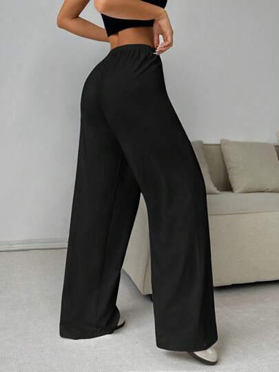 EZwear بنطلون سروال رياضي مفضف أسود
