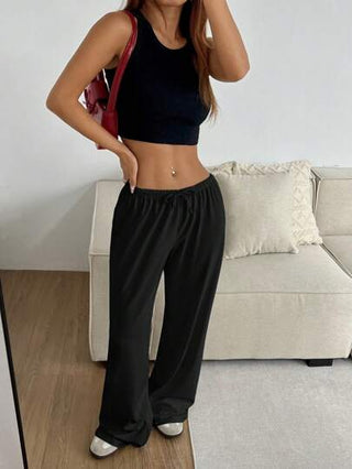 EZwear بنطلون سروال رياضي مفضف أسود