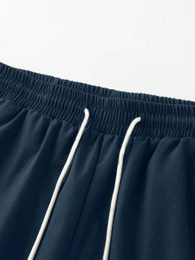 Manfinity Homme شورتات جيب رجالية صيفية غير رسمية ذات لون سادة