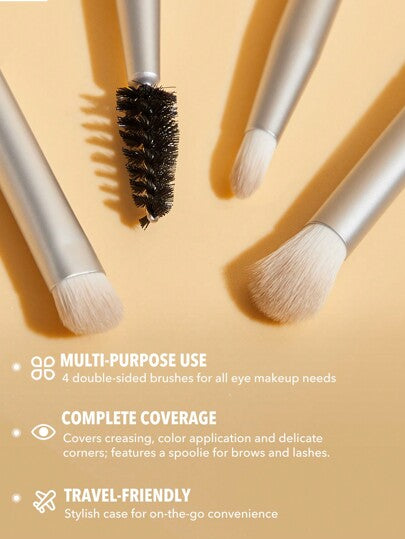 SHEGLAM مجموعة فرش مكياج Glam 101 Eye Essentials مع حقيبة، مجموعة فرش مكياج صناعية محمولة، مزج ظلال العيون، فرش مكياج عيون مدببة، منظم فرش المكياج، حقيبة سفر عيد الأب التخرج عيد الميلاد العطلة الربيع الصيف Y2K فاخر أزياء مكياج مستحضرات التجميل حفل...