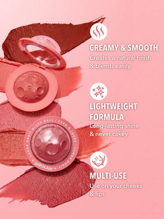 SHEGLAM أحمر خدود Lunar Orbit Blush Ball-Adorn Cream أحمر خدود كريمي لا يتلاشى متعدد الاستخدامات على شكل سفينة فضاء صبغة طبيعية غير دهنية قابلة للمزج مكياج الوجه عيد الأب التخرج عيد الميلاد العطلة الربيع الصيف Y2K فاخر أزياء مكياج مستحضرات التجميل...