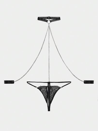 Exotic-Bondage شبكة الخصر اللاصقة لنوع الثوب الداخلي مع قلادة ، طقم بعبوتين