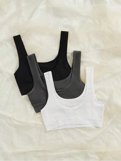 Shein Underwear&Sleepwear Basics 5 قطع عبوة ملابس علوية تريكو أنبوبي أساسي بلون سادة للرياضة