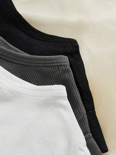 Shein Underwear&Sleepwear Basics 5 قطع عبوة ملابس علوية تريكو أنبوبي أساسي بلون سادة للرياضة