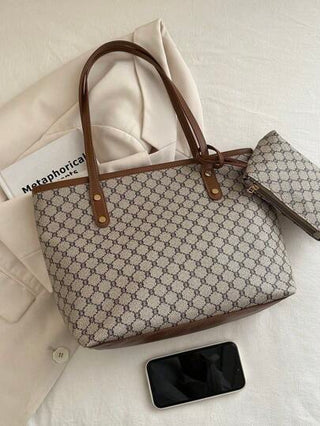 حقيبة بحمولة كبيرة مطبوعة بزهري قديم ذات بساطة وتنوع مع زخرفة بالتروس للنساء، حقيبة كتف ذات حمولة كبيرة للنساء، حقيبة يد يومية موضة جديدة في الخريف/الشتاء ذات حمولة كبيرةرمضان