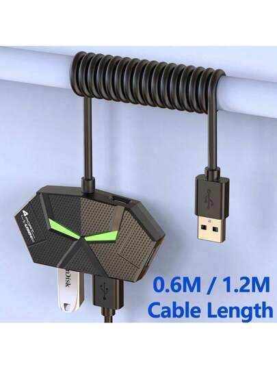 موزع USB 7 منافذ /4 منافذ محور USB2.0 موزع محول متعدد المنافذ للكمبيوتر والكمبيوتر المحمول أقراص USB والطابعة والكيبورد والماوس