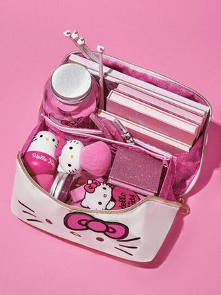 HELLO KITTY AND FRIENDS | SHEIN حقيبة كوزمتيك مطبوع عليها رسوم كارتونية لهالو كيتي باللون الأبيض مع إغلاق سحاب