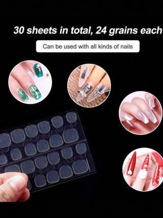 720قطعة/30ورقة ملصقات أظافر لاصقة من الجانبين، شفافة ومقاومة للماء DIY لصقات اظافر ملصقات اظافر ستيكر اظافر