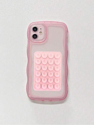 24 حبة كأس شفط عالمية سيليكون صندوق هاتف شفاف وردي لأجهزة الهاتف ، كأس شفط قوي لاستخدامات متعددة