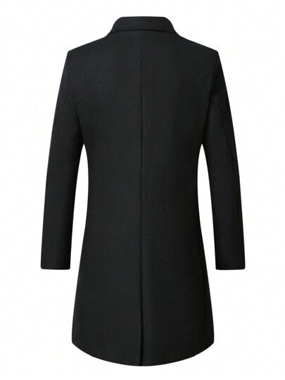 معطف أحادي الصدر بياقة واقفة وجيبين للرجال