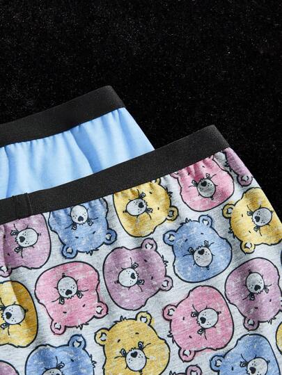 SHEIN X Care Bears سروال داخلي رجالي بطبعة دب جذاب ومريح