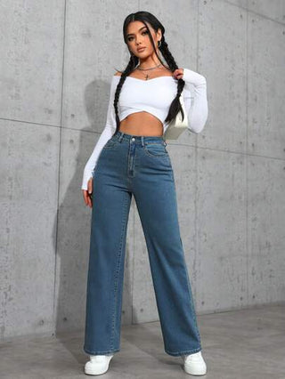 SHEIN ICON جينز مستقيم الساق مغسول بشكل عادي