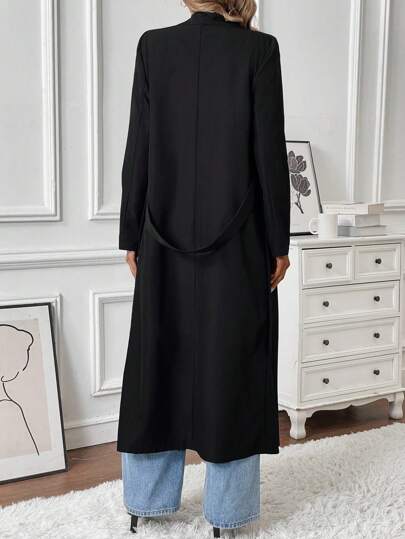 EMERY ROSE معطف سترة رياضي للنساء بقصة متوسطة الطول مزدوج الصدر