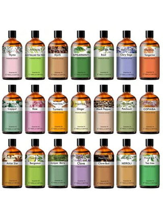 زيوت أساسية حجم 100 مل / 3.38 فل أونصة لأجهزة التشتت والرطوبة والعلاج بالروائح والاستحمام المريح والمساج، اللافندر والياسمين واليوكاليبتوس والفانيليا والنعناع وخشب الصندل و اللبان والبرتقال الحلو و اليلانغ يلانغ والليمون والورد والبرغموت وشجرة الشاي...