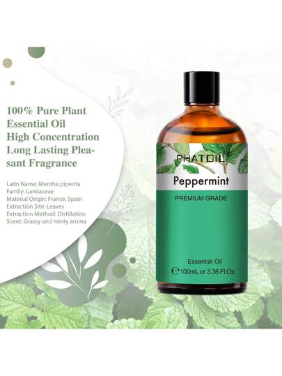 زيوت أساسية حجم 100 مل / 3.38 فل أونصة لأجهزة التشتت والرطوبة والعلاج بالروائح والاستحمام المريح والمساج، اللافندر والياسمين واليوكاليبتوس والفانيليا والنعناع وخشب الصندل و اللبان والبرتقال الحلو و اليلانغ يلانغ والليمون والورد والبرغموت وشجرة الشاي...