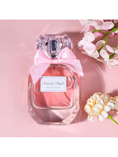 زجاجة عطر نسائي بنكهة زهرية حلوة سعة 55 مل/1.85 أونصة سائلة، مزينة بفيونكة وردية جميلة، مناسبة كهدية لصديقة/عيد ميلاد/اعتراف/عيد الحب/هدية مثالية. رائحة زهرية حلوة