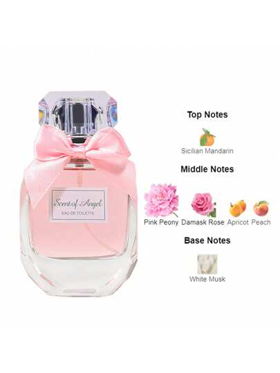 زجاجة عطر نسائي بنكهة زهرية حلوة سعة 55 مل/1.85 أونصة سائلة، مزينة بفيونكة وردية جميلة، مناسبة كهدية لصديقة/عيد ميلاد/اعتراف/عيد الحب/هدية مثالية. رائحة زهرية حلوة