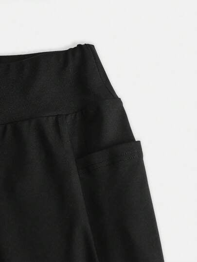 SHEIN Girlism بنطلون فتيات المراهقين الواسع ذو الخصر العالي المطاطي للرياضة والتمرين، ملابس كاجوال بجيوب