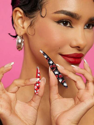 Betty Boop x SHEIN قطعتان أداة نتف الحواجب مطبوعة برسوم الشخصيات الكرتونية وشفاه الوردة ، هدايا