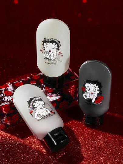Betty Boop x SHEIN 3 قطع من زجاجات تخزين محمولة نصف شفافة بشكل شخصية كرتونية، هدايا