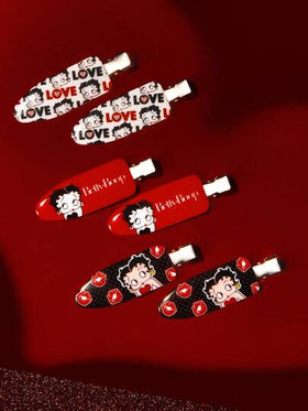 Betty Boop x SHEIN 6 قطع مشابك شعر مصممة بشخصيات كرتونية وأحرف، لا تترك علامات على الشعر، مناسبة للغسيل والمكياج والعناية بالبشرة والاستخدام اليومي، أفكار هدايا، حفلات، أعياد، عيد الحب
