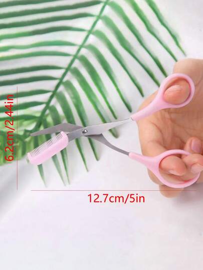 SHEIN 1قطعة مقص حواجب و مشط مشترك للرجال والنساء، بمشط مساعد لتشذيب الحواجب بدقة، أداة مثالية لتحكم في طول الحواجب، إزالة الشعر، أدوات التجميل المنزلية، مقص مع مشط صغير، إزالة الشعر من الوجه، آلة تهذيب الشعر، لوازم الحلاقة، قص الشعر، حقيبة، منظم، تخزين...