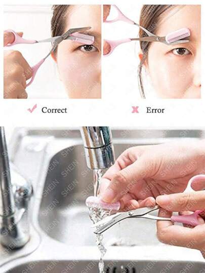 SHEIN 1قطعة مقص حواجب و مشط مشترك للرجال والنساء، بمشط مساعد لتشذيب الحواجب بدقة، أداة مثالية لتحكم في طول الحواجب، إزالة الشعر، أدوات التجميل المنزلية، مقص مع مشط صغير، إزالة الشعر من الوجه، آلة تهذيب الشعر، لوازم الحلاقة، قص الشعر، حقيبة، منظم، تخزين، ا