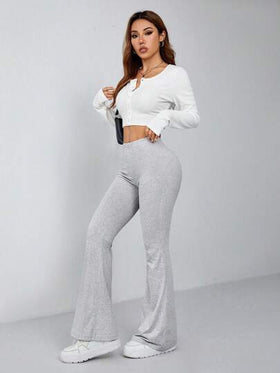 SHEIN PETITE 3 عبوات سروال نسائي ضيق بخصر مطاطي مطوي