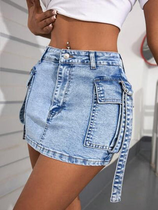 PETITE تنورة جينز قصيرة كاجوال صيفية