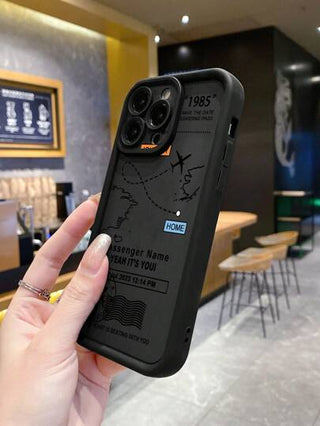 قطعة واحدة من غطاء هاتف أسود مصقول محفور بنمط الطائرة مقاوم للخدش متوافق مع Apple///TECNO/Infinix/Vivo/OPPO