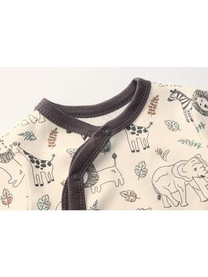 3 قطع ملابس الأطفال الرضع الذكور من 0-12 شهر طباعة حيوان كاجوال كم طويل ناعم ملابس حديثي الولادة خريف وشتاء