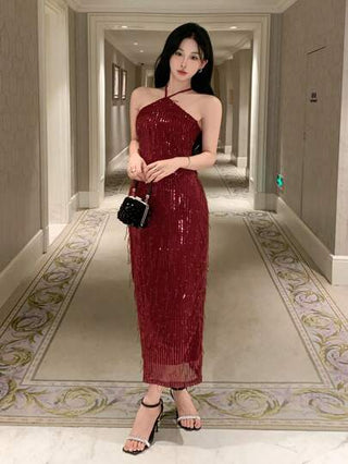 DAZY فستان صيفي بأشكال شرابات رفيعة ضيق وأكتاف عارية وطول متوسط، مناسب لحفلات عيد الميلاد، رأس السنة، عيد الحب، السهرات الحفلات والنزهات النهارية للنساء