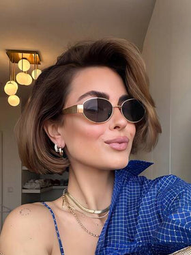نظارات معدنية بإطار بيضاوي كلاسيكي رجعي، مناسبة للاستخدام اليومي، الأناقة، الجاذبية، الشارع الرجعي، الحفلات، مصنوعة من مادة البولي كربونات (PC)، عصرية، للأعمال، المؤثرين، الترفيه، معدنية، بيضاوية، جميلة، إكسسوارات شاطئية مناسبة للنساء طوال العام لحماية من