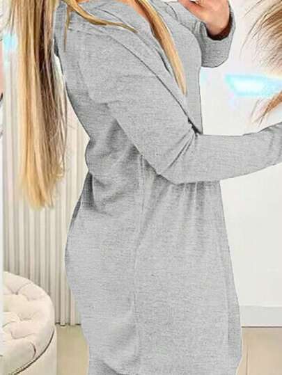 INAWLY مجموعة جاكيت طويلة الأكمام، وأعلى بلا أكمام، وبنطال طويل، للاستخدام اليومي بلون واحد بتصميم بسيط للنساء