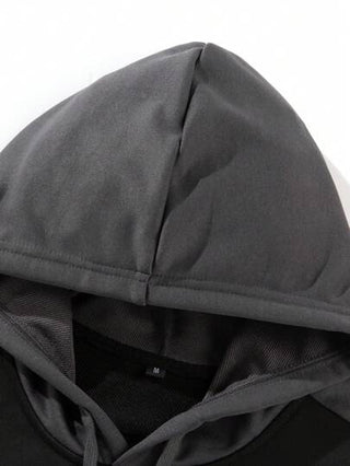 هودي بنقشات حرفية وألوان متباينة بطراز أمريكي للرجال