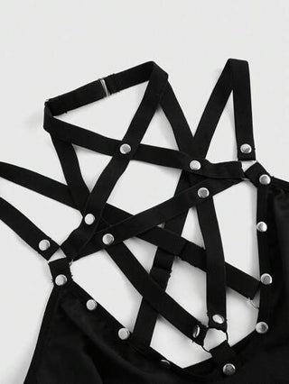 لانجيري حريمي ROMWE Grunge Punk ملابس داخلية جذابة بنمط نجمة خماسية منقوبة متداخلة بطريقة البانك جوثيك