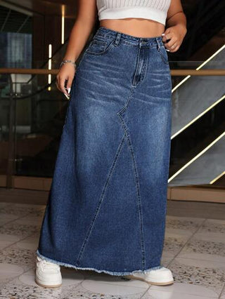 EZwear تنورة جينز ممزقة كاجوال مقاس كبير