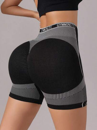 Sport Studio سراويل رياضية نسائية مخططة مرنة ومريحة للياقة البدنية والأنشطة الرياضية، شورت للتعرق والجيم والدراجات