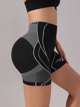 Easithlete سراويل رياضية نسائية مخططة مرنة ومريحة للياقة البدنية والأنشطة الرياضية، شورت للتعرق والجيم والدراجات