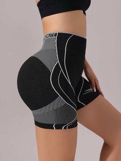Easithlete سراويل رياضية نسائية مخططة مرنة ومريحة للياقة البدنية والأنشطة الرياضية، شورت للتعرق والجيم والدراجات