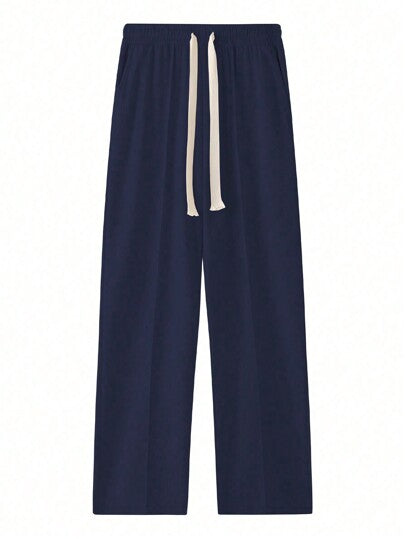 ملابس رجالي بنطال رياضي متعدد الأغراض فضفاض مستقيم الساق بحبال للرجال