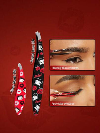 Betty Boop x SHEIN قطعتان أداة نتف الحواجب مطبوعة برسوم الشخصيات الكرتونية وشفاه الوردة ، هدايا