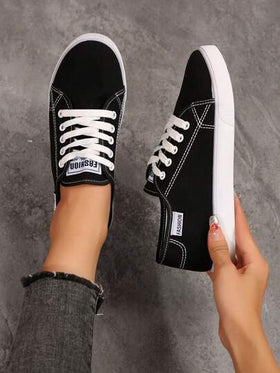 أحذية كاجوال مسطحة من القماش للنساء متعددة المواسم ، موضة كورية ، أحذية رياضية بيضاء متعددة الاستخدامات